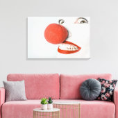 Glimlachende vrouw clown met een grote rode neus, canvas afdruk (Insitu (Woonkamer))