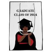 Glimlachende Vrouw Zwart-wit Afstuderen Medium Cadeauzakje (Achterkant)