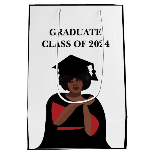 Glimlachende Vrouw Zwart-wit Afstuderen Medium Cadeauzakje (Achterkant)