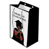 Glimlachende Vrouw Zwart-wit Afstuderen Medium Cadeauzakje (Achterkant Gekanteld)