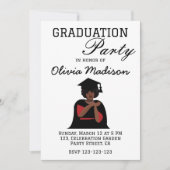 Glimlachende Vrouw Zwart-wit Graduation Party Kaart (Voorkant)