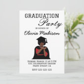 Glimlachende Vrouw Zwart-wit Graduation Party Kaart (Staand voorkant)