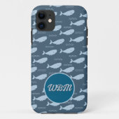 Glimlachende Walvis Monogram Mobiele Telefoon Hoes (Achterkant)