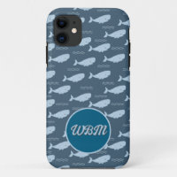 Glimlachende Walvis Monogram Mobiele Telefoon Hoes