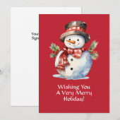 Glimlachende Waterverf Kerstman Kaart (Voorkant / Achterkant)