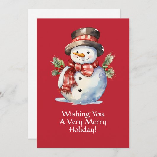 Glimlachende Waterverf Kerstman Kaart (Voorkant / Achterkant)