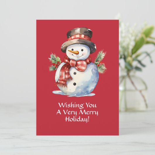 Glimlachende Waterverf Kerstman Kaart (Staand voorkant)