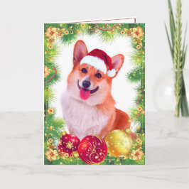 Glimlachende Welsh Christmas Corgi Feestdagen Kaart