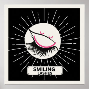Glimlachende Wimpers Modern Minimalistische Roze Z Poster