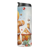 Glimlachende Winter Gingerbread Charme Thermosbeker (Geroteerd rechts)