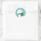 Glimlachende Winter IJsbeer Ronde Sticker (Tas)