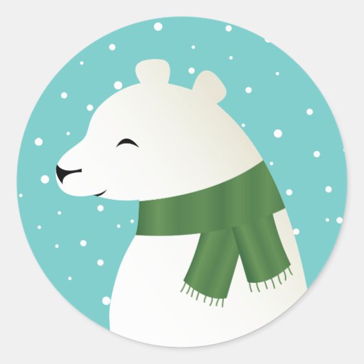 Glimlachende Winter IJsbeer Ronde Sticker (Voorkant)