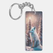 Glimlachende Winter Vos Sleutelhanger (Voorkant Links)