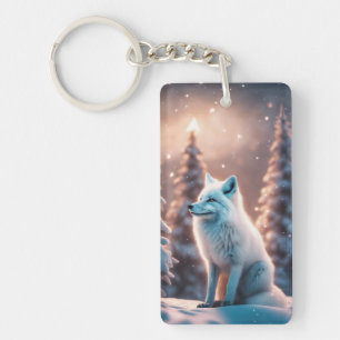 Glimlachende wintervos sleutelhanger