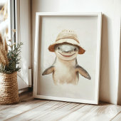  Glimlachende Witte Haai Schilderen Mariene Vissen Poster