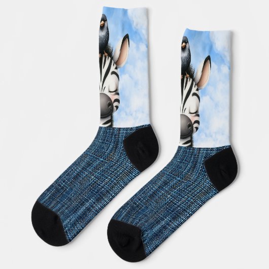 Glimlachende Zebra en vogel Sokken (Links)