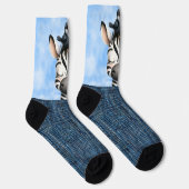 Glimlachende Zebra en vogel Sokken (Rechts)