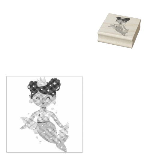 glimlachende zeemeerminnende prinses rubberstempel (Gestempeld)