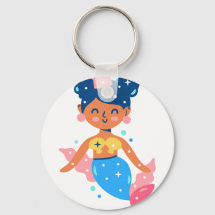 glimlachende zeemeerminnende prinses sleutelhanger
