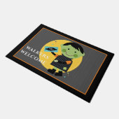 Glimlachende Zombie Snoep Halloween Deurmat (Schuin)