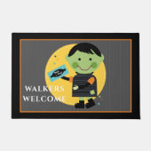 Glimlachende Zombie Snoep Halloween Deurmat (Voorkant)