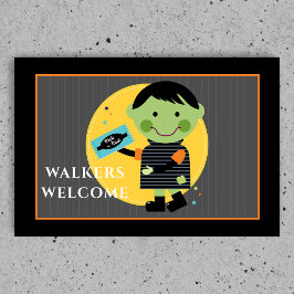 Glimlachende Zombie Snoep Halloween Deurmat