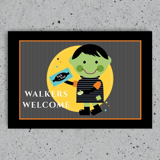 Glimlachende Zombie Snoep Halloween Deurmat