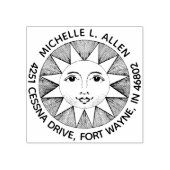  glimlachende zon aangepaste ronde retour adres rubberstempel (Afrduk)