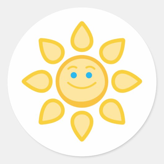 Glimlachende Zon Gelukkige Zonneschijn Ronde Sticker (Voorkant)