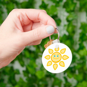 Glimlachende Zon Gelukkige Zonneschijn Sleutelhanger