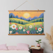 Glimlachende zon & Happy Flowers Tapestry – Helder Hangend Wandkleed (Slaapkamer)