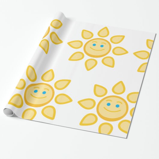 Glimlachende zon Happy Sunshine Cadeaupapier (Uitgerold)