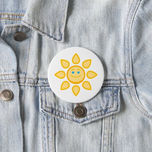 Glimlachende zon Happy Sunshine Ronde Button 7,6 Cm
