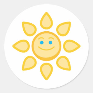 Glimlachende zon Happy Sunshine Ronde Sticker