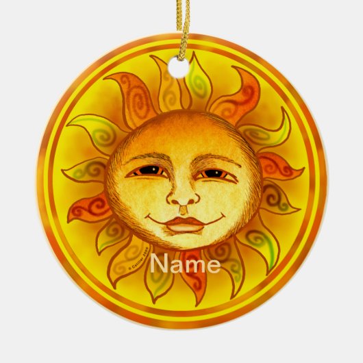 Glimlachende Zon Keramisch Ornament (Voorkant)