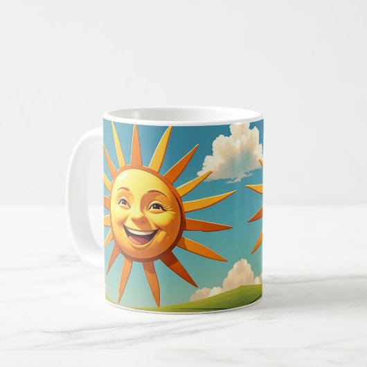 "GLIMLACHENDE ZON" KOFFIEMOK (Voorkant links)