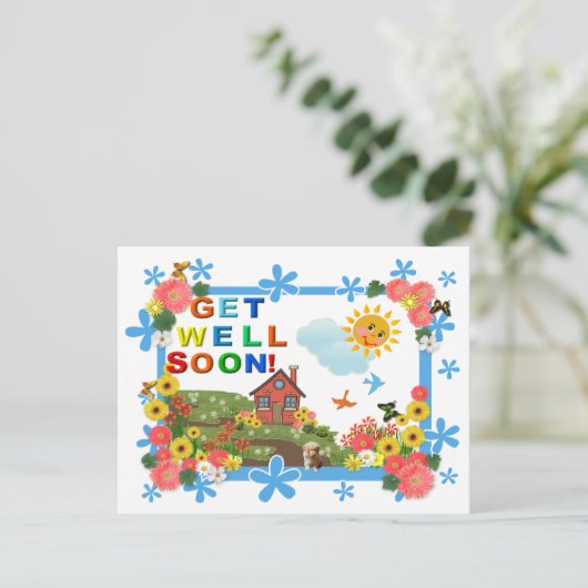 GLIMLACHENDE ZON Krijg goed Briefkaart (Staand voorkant)