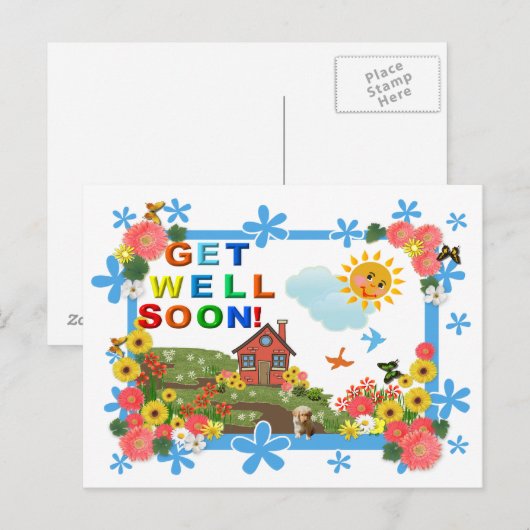 GLIMLACHENDE ZON Krijg goed Briefkaart (Voorkant / Achterkant)