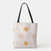 Glimlachende zon & maan Canvas tas, Schattigee est Tote Bag (Achterkant)