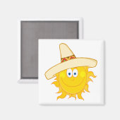 glimlachende zon met sombrero magneet (Voorkant / Achterkant)