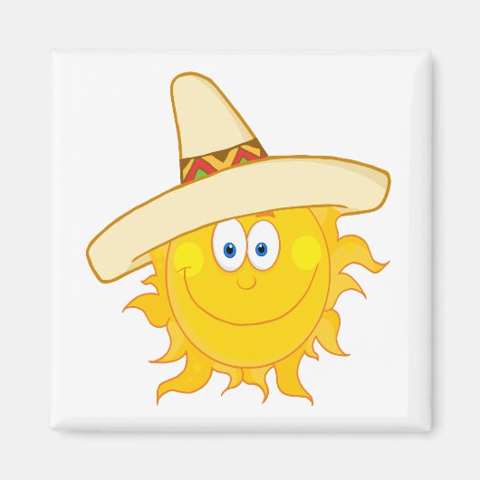 glimlachende zon met sombrero magneet (Voorkant)