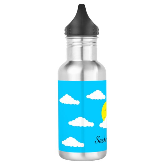 Glimlachende zon met wolken: waterfles (Links)