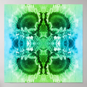 Glimlachende zonnebloem abstract zwart en wit geti poster
