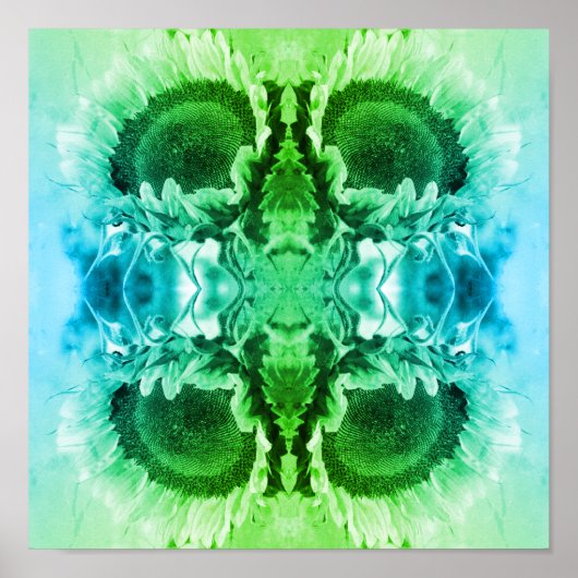 Glimlachende zonnebloem Abstract zwart-wit getint Poster (Voorkant)