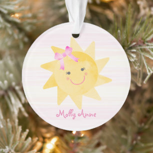 Glimlachende Zonneschijn met Boog Meisje Aandenken Ornament