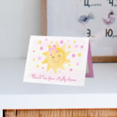 Glimlachende Zonneschijn Roze & Gele Stippen Meisj Bedankkaart