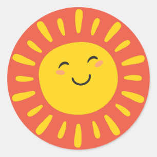 Glimlachende Zonneschijn Stickers Geel Oranje