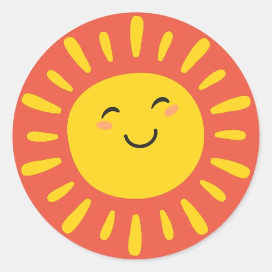 Glimlachende Zonneschijn Stickers Geel Oranje (Voorkant)