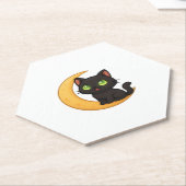 Glimlachende zwarte kat met gloeiende groene ogen  kartonnen onderzetters (Schuin)