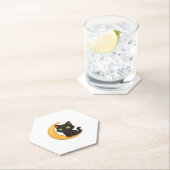 Glimlachende zwarte kat met gloeiende groene ogen  kartonnen onderzetters (Insitu)